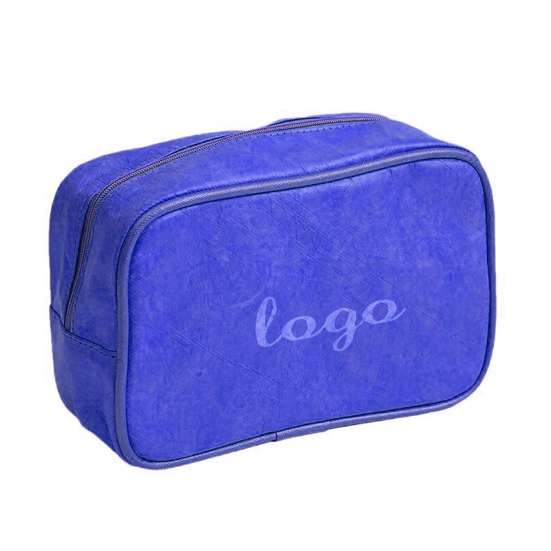 Customized Logo DuPont Paper Eco Tyvek Kraft Travel Makeup Pouch Gifts Cosmetic Bags with Pattern