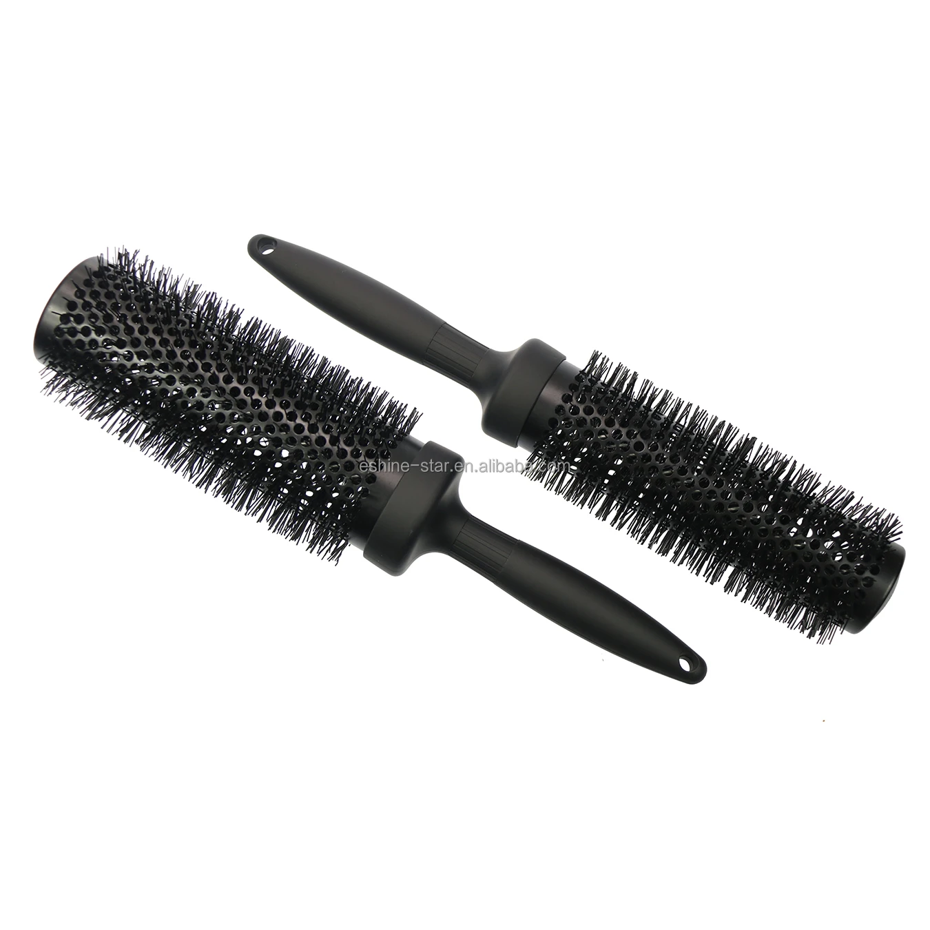 Custom Logo Black Round Ceramic Hair Brush XL-long 16 cm Barrel Aluminum Nylon Heat Resistant Hairbrush