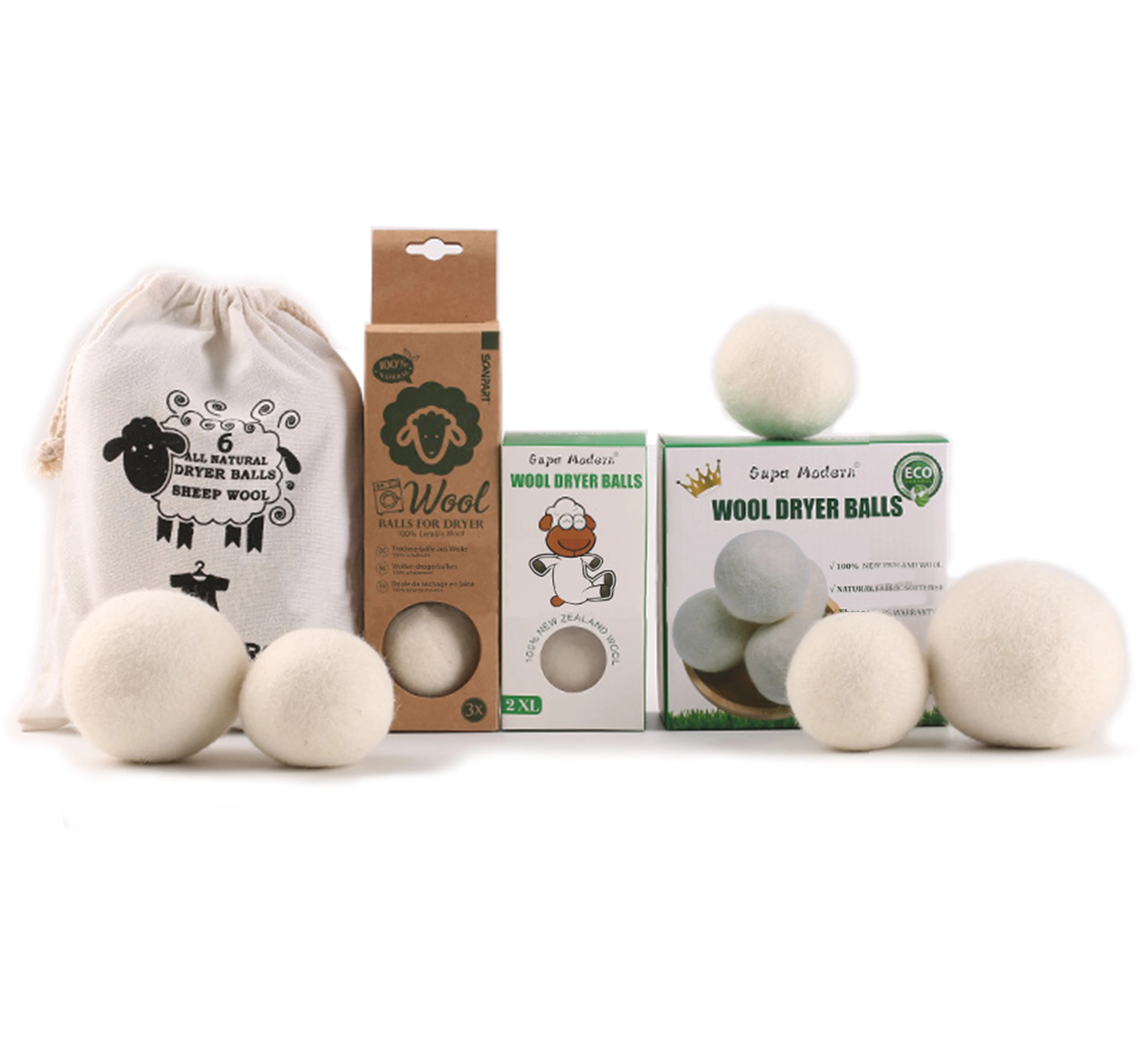 trending products 2023 new arrives amazon bestseller 6 pack wool dryer balls xl pure organic New zealand sheep wool laundry ball