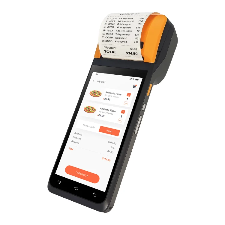 Android 12 Pos Terminal Hardware Solution 6400mah Battery Pos Machine 58mm Pos Handheld