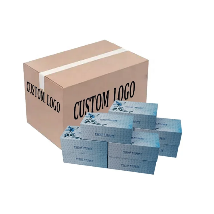 China Customized Soft silk paper tissue 13GSM/15GSM Face Cleaning printing box facial tissue