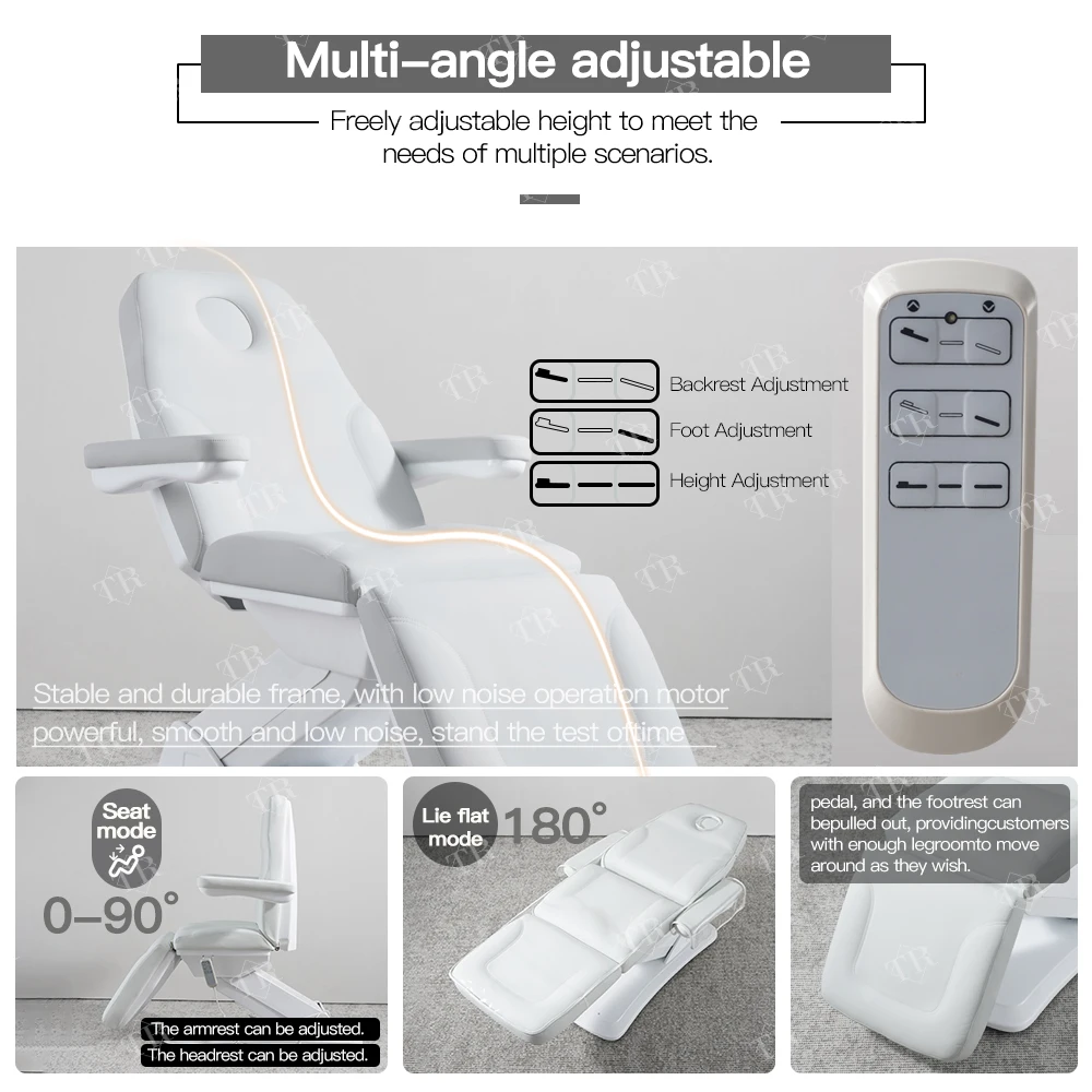 Turri Professional Reclining Chair For Beauty Salon Furniture Lifting Adjustable Electric Beauty Bed Leather Facial Bed