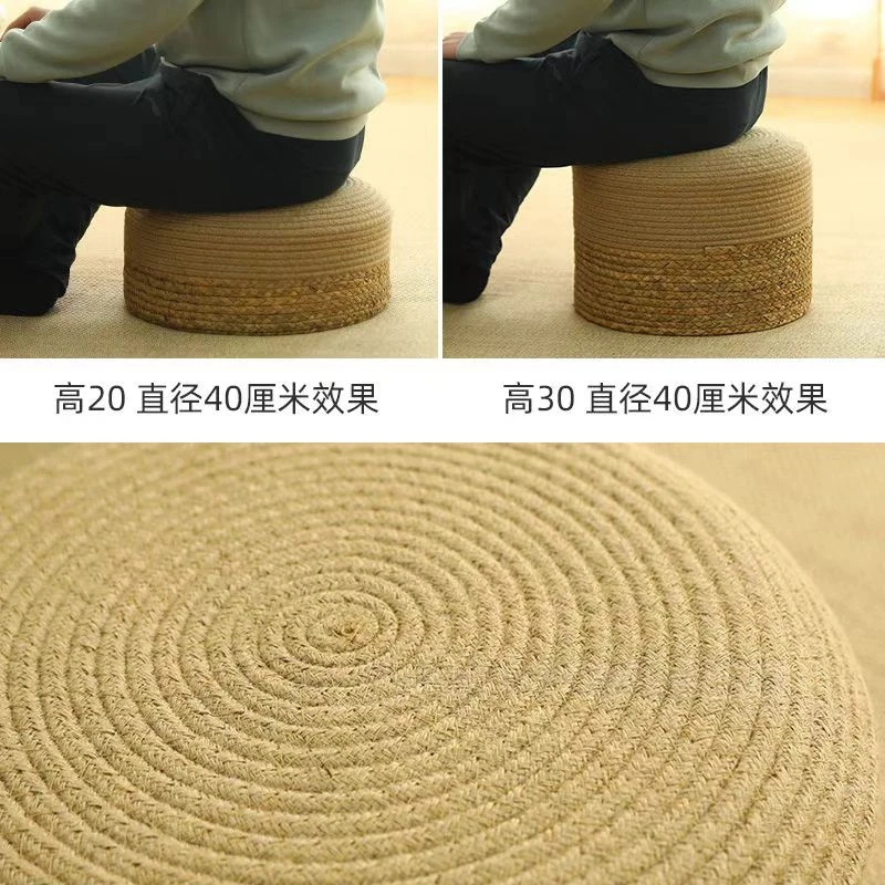 Hand braided woven water Hyacinth ottoman moroccan pouf stools ottomans with Top quality EPE sponge inner