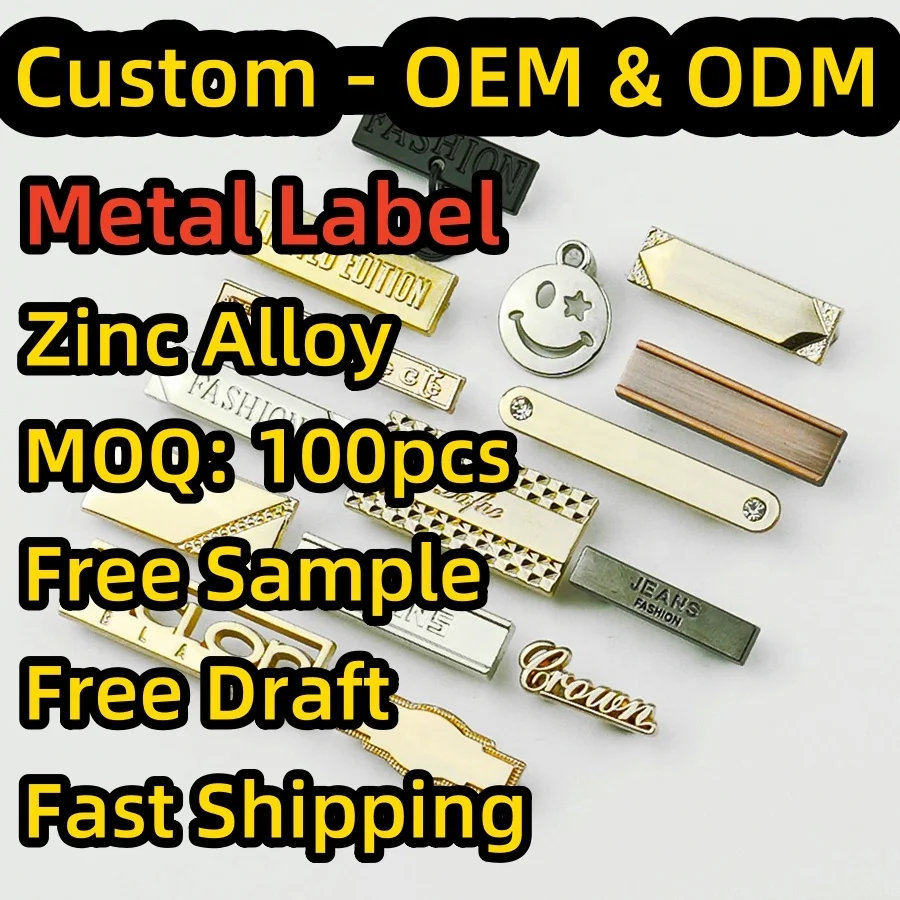 JinYi Hardware OEM ODM от производителя дизайн логотипа бренда металлическая этикетка из цинкового сплава для одежды
