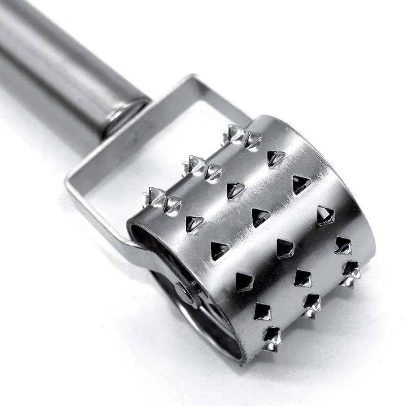 Stainless Steel Rolling Meat  Tender Hammer , Pizza Biscuit Baking Punch Hole Roller Pin