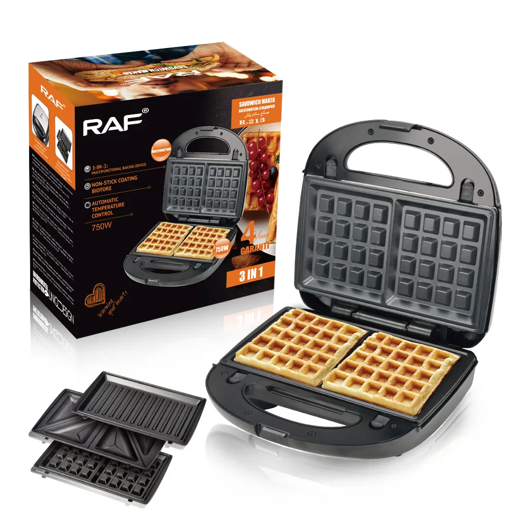 RAF  3 In 1 Electric Sandwich Maker Waffle Maker panini Breakfast Machine