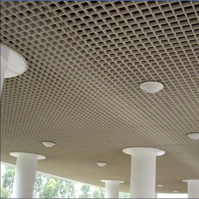 Aluminum Suspended Open Cell Grid Ceiling Interior Decoration Grille Ceiling