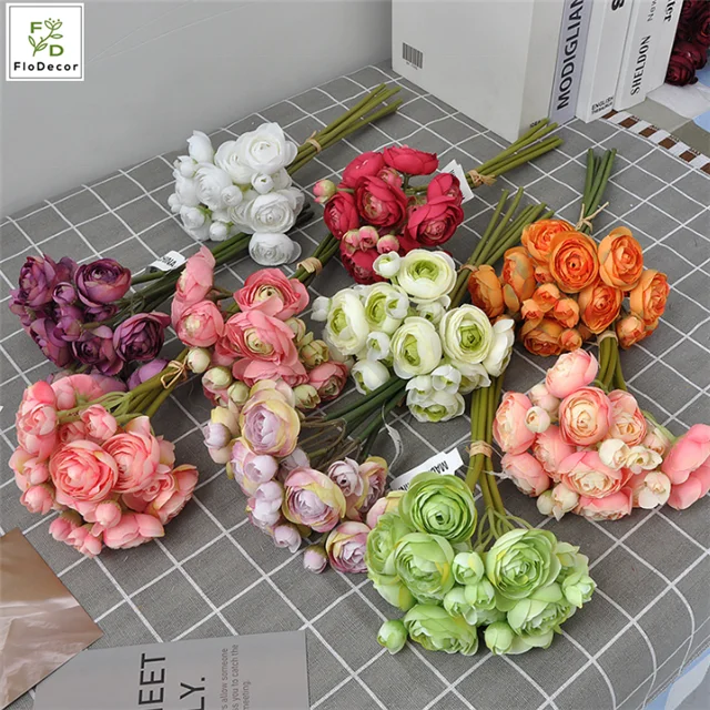 Новое поступление искусственная чайная роза мини букет Ranunculus цветок шелковая ткань для украшения дома свадьбы вечеринки