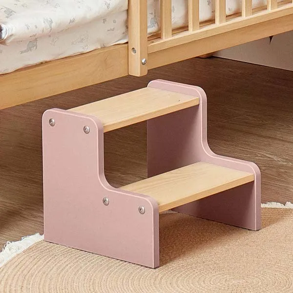 Kids Wooden Step Ladder with Handles Reach-Up 2-Step Footstool for Toddlers Bathroom Potty Bench Indoor Flower Rack Small Spaces