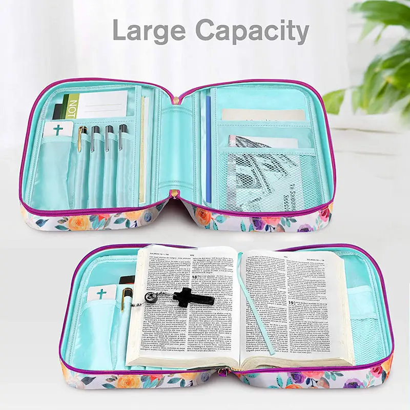 BSCI Bag Factory Custom Floral Pattern Standard Size Bible Book Case Bag for Women Girls