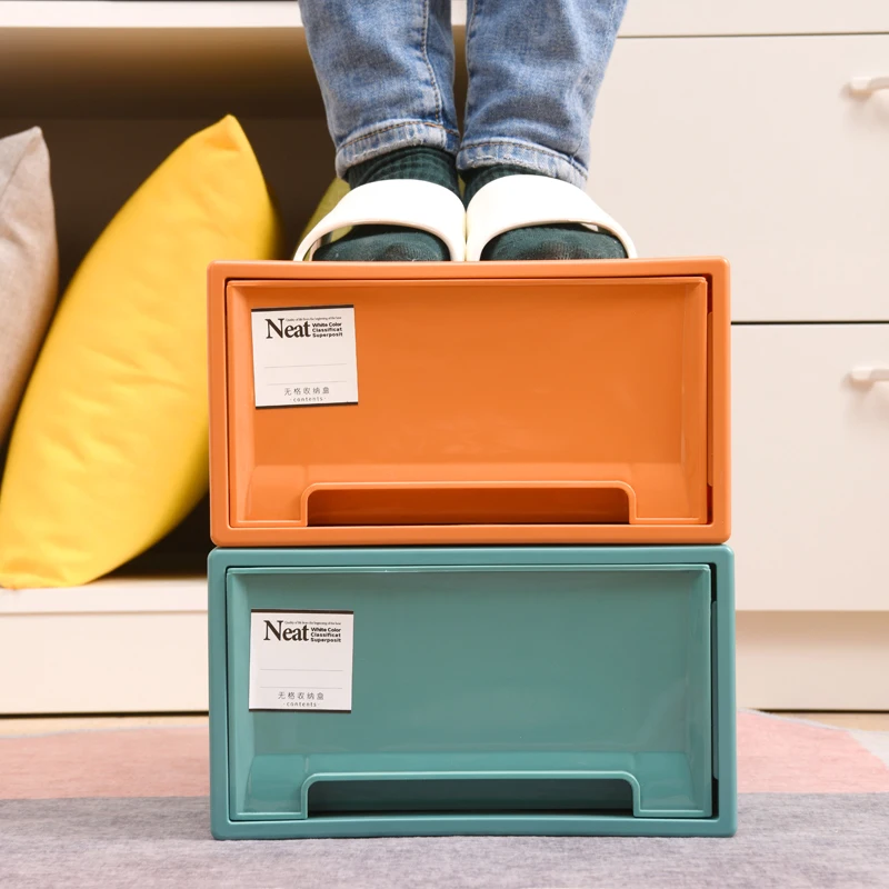Drawer type underwear drawer plastic transparent Pure household clothes Organizer closet Sundries Sorting Storage box Bins