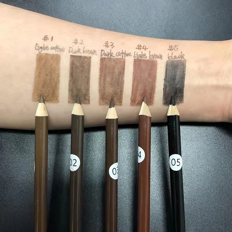 Custom Logo  brown black eyeliner eyebrow pencil with sharpener brow pencil eye liner easy to draw wooden handle makeup pencil