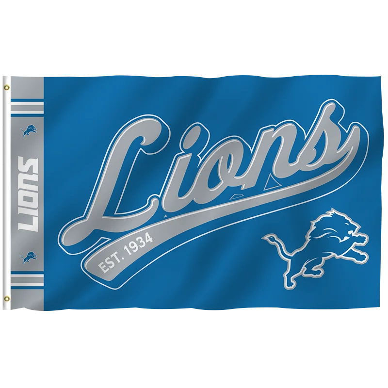 In Stock All Football Team Flag 3x5ft High Quality Custom Design Detroit Lions Banner 100% Polyester Sports Nfl Flag
