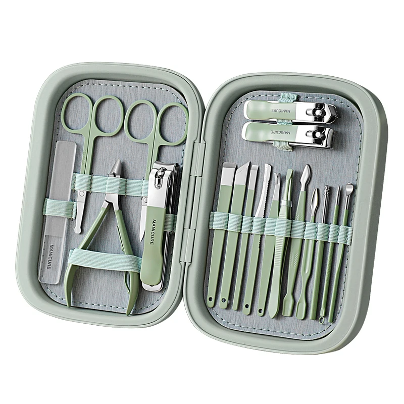Hot Selling 18 PCS Manicure Pedicure Set Stainless Steel Nail Clipper Cuticle Nipper Grooming Kit Pedicure Set with Magnetic Box