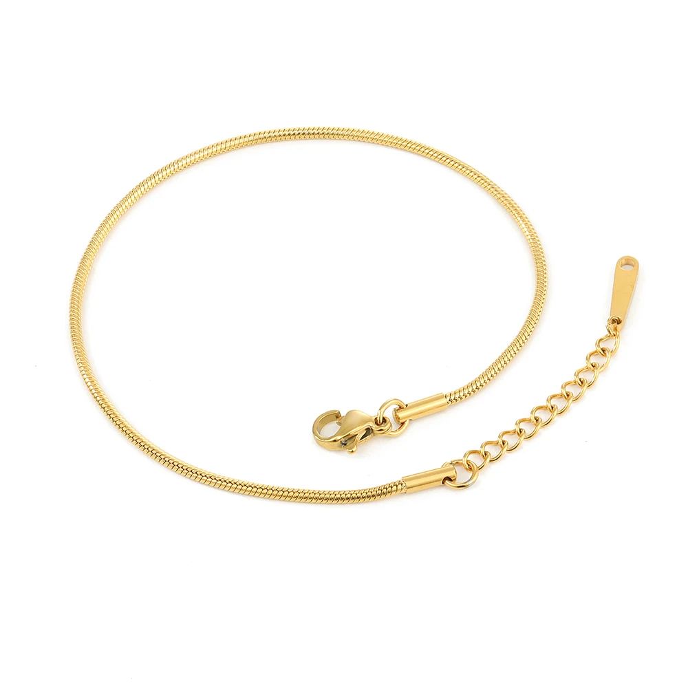 Custom Jewelry Women Dainty Gold  Adjustable Round Chain Snake Anklet Titanium Stainless Steel
