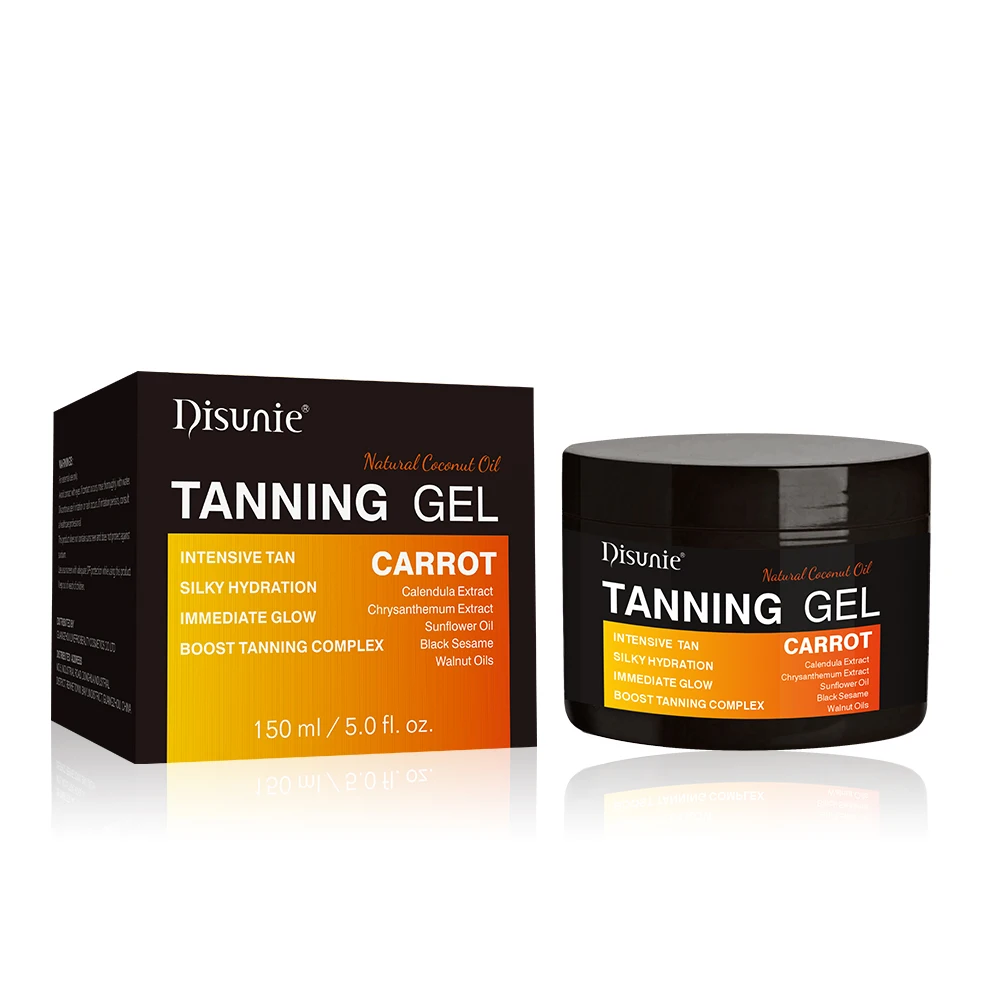 Best Private Label Natural Self Tanning Gel Products With Sunflower Oil Intensive Tan Non-Greasy Carrot Tanning Gel Lotion