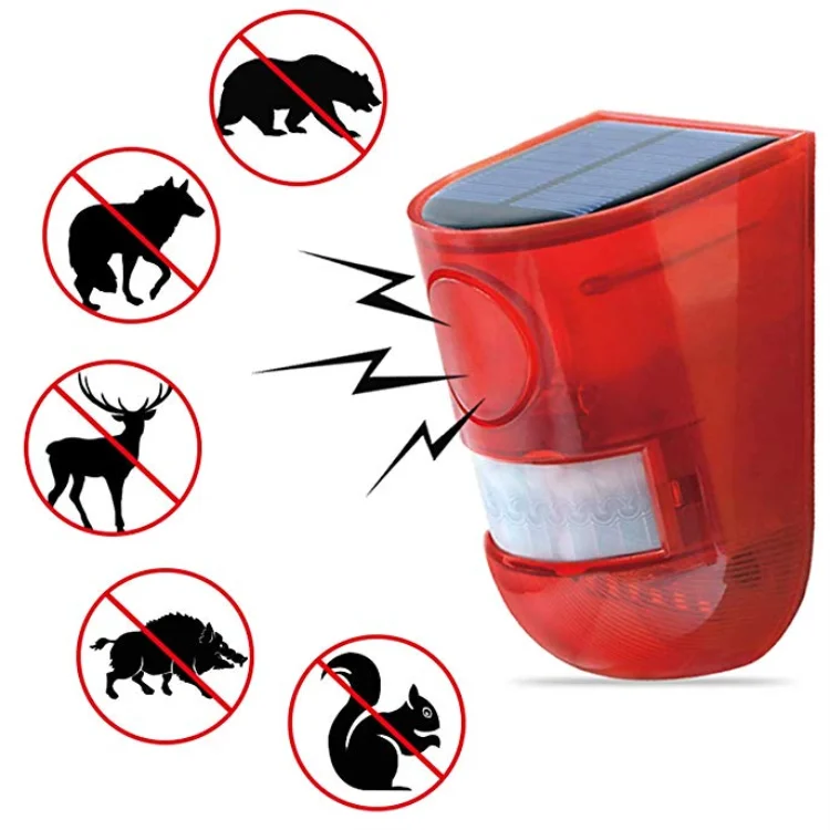 solar powered wireless motion sensor light 110db solar warming light with sound alarm strobe light flashing outdoor