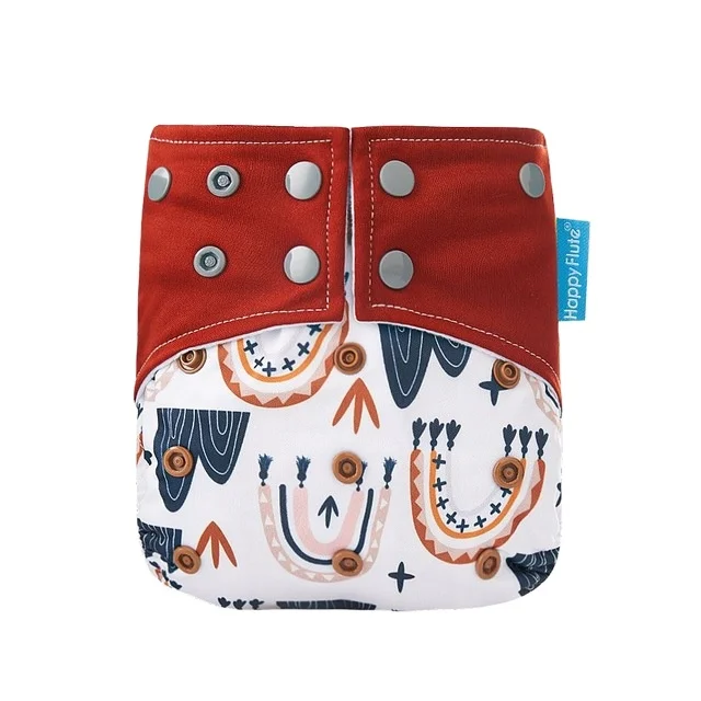Happyflute New Design Coffee Material Baby washable Cloth Diaper Reusable Soft Happy Baby Pants Diaper 600 kinds prints