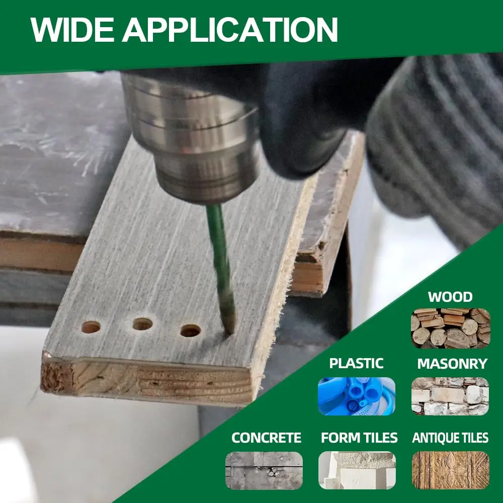 Fryic Eccentric multi drill bit for Wood Plastic Masonry Ceramic Tile Marble, Concrete Masonry Drill Bit Set