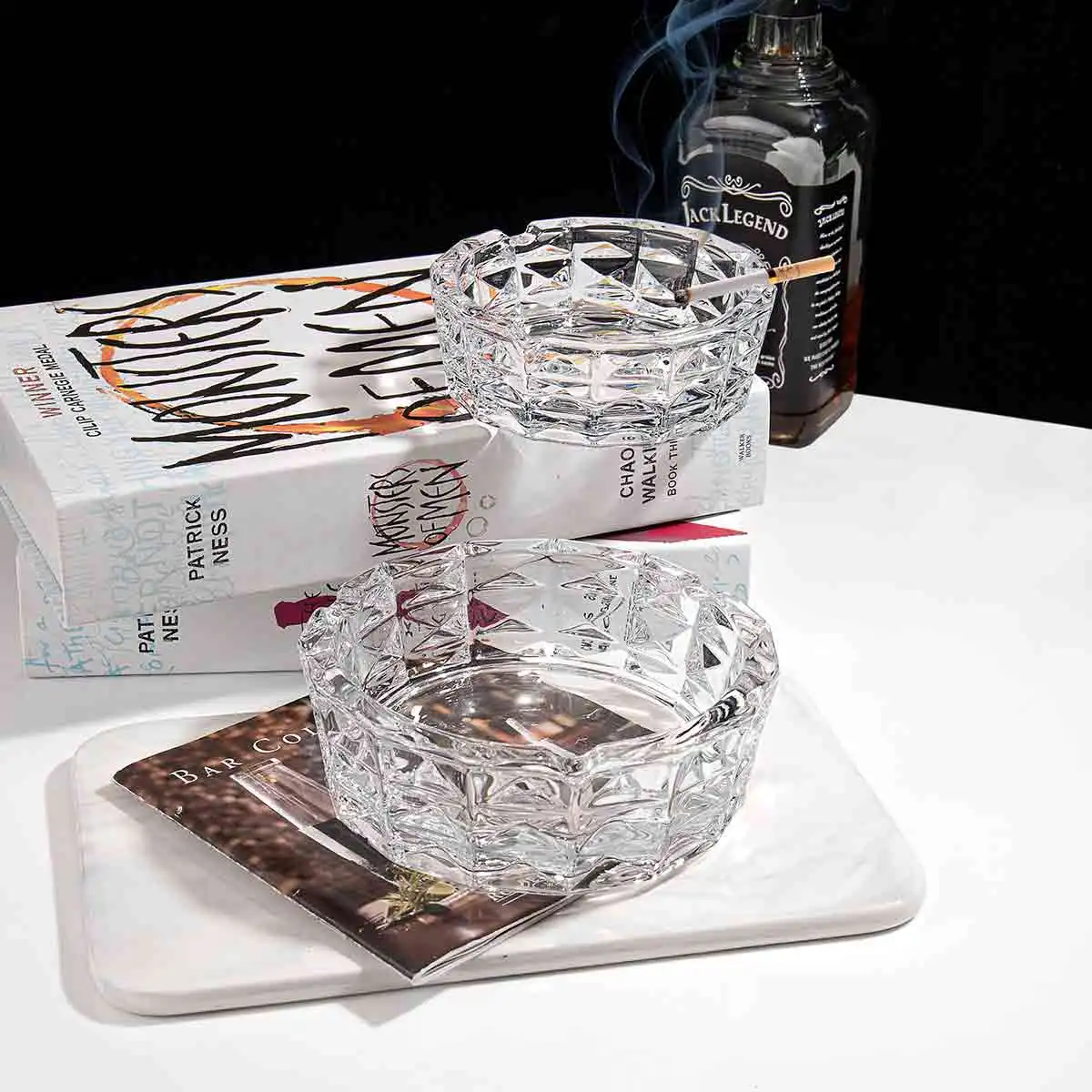 Высококачественная Персонализированная офисная круглая прозрачная пепельница для сигар с индивидуальным логотипом