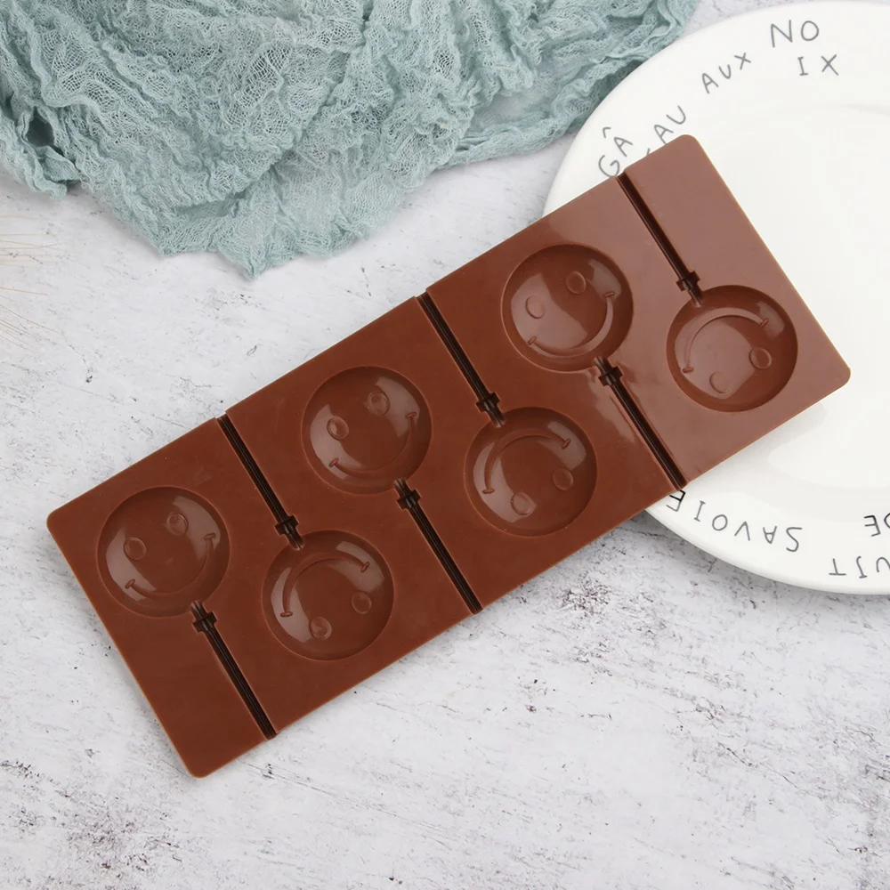 2024 Selling Well Products Round Mould Chocolate Molds Silicone Lollipop Candy Mold Tray With Shape of Smiley Small Flower