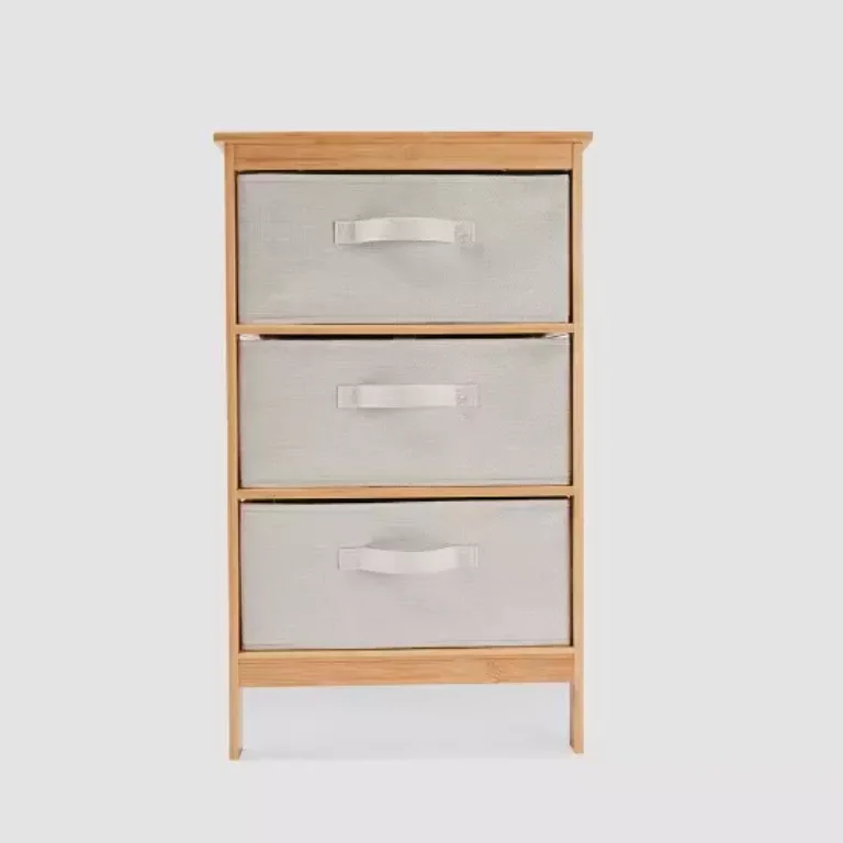 Bamboo 3-Drawer Bedside Table and Easy Storage Cabinet 5kg Capacity for Clothes & Towels for Cutlery Organiser
