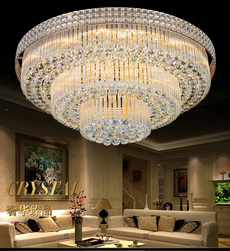 Restaurant Crystal Lighting Fixtures Lamp Indoor Round Acrylic Dubai Led Ceiling Lamp