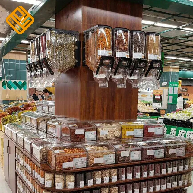 Candy Bins Gravity Dry Food Dispenser supermarket gravity box