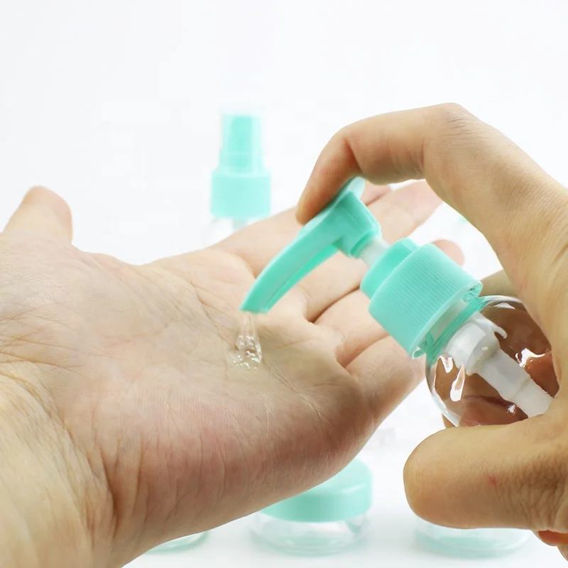 small clear plastic  Leak Proof  travel bottle and jar set plastic travel bottle kit