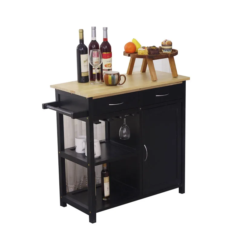 Hot Sale European Wooden Living Room Wine Rack with Two Drawers Kitchen Sideboard Cabinet