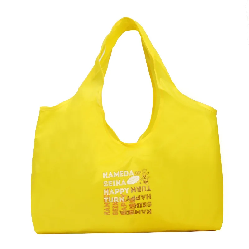 Recycled promotion reusable lightweight travel nylon printed supermarket shopping foldable hand  bag