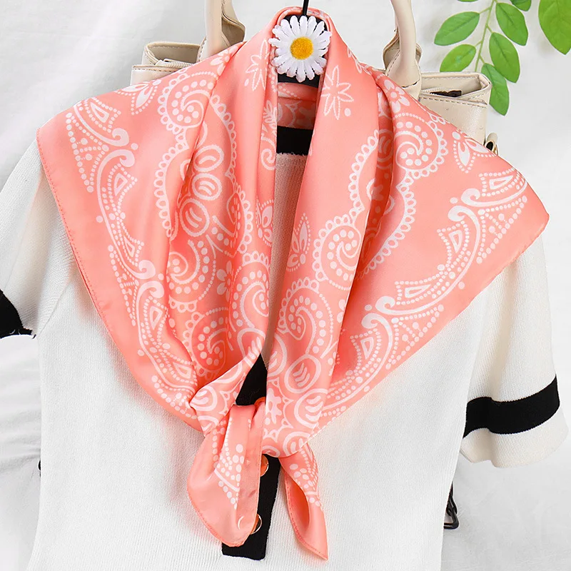 2022 Cashew Print Scarf Women Small Narrow Skinny Silk Scarfs Female Bags Ribbon Tie Band Neck Scarves