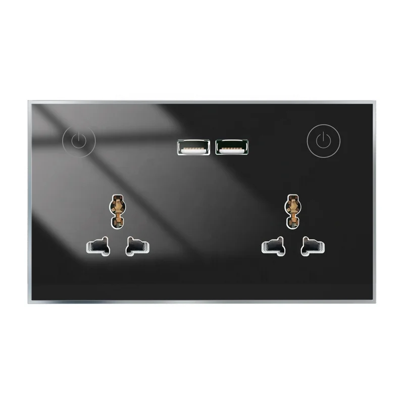 Tuya Plug WiFi Wall Socket Universal Plug EU UK US Glass 16A 250V Timer Voice Control Remote Fast Charger 2.0 USB Smart Socket