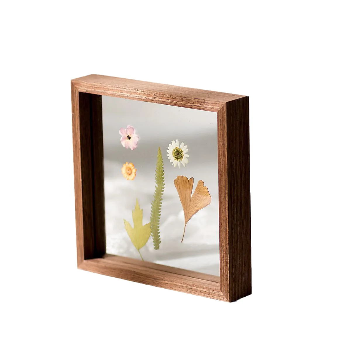 Wholesale Factory Price Transparent Double Sided Glass MDF Wooden Picture Frame Solid Wood Floating Photo Frame With Real Glass