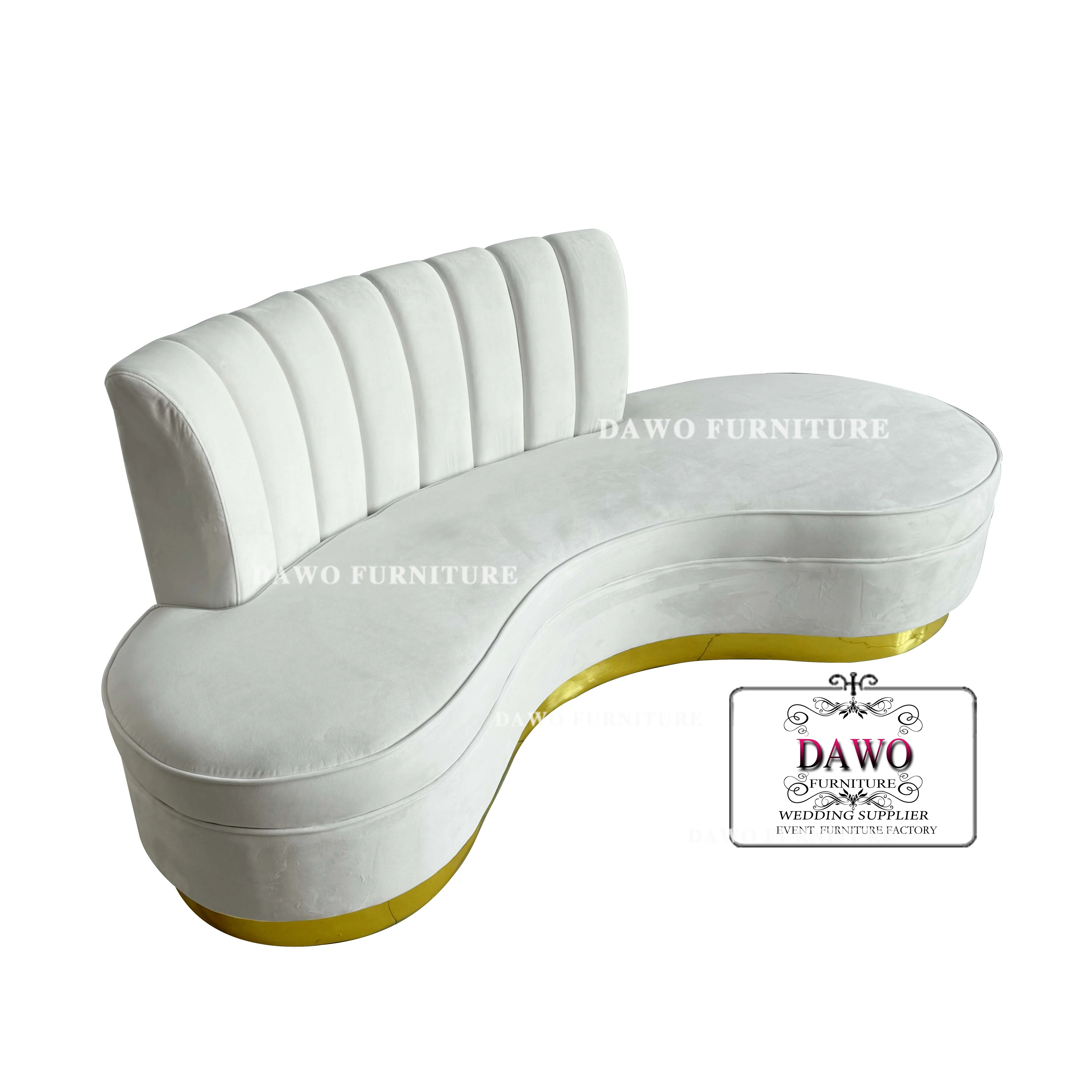 Hot selling luxury white velvet sofa hotel wedding round single seater or double seat sofa