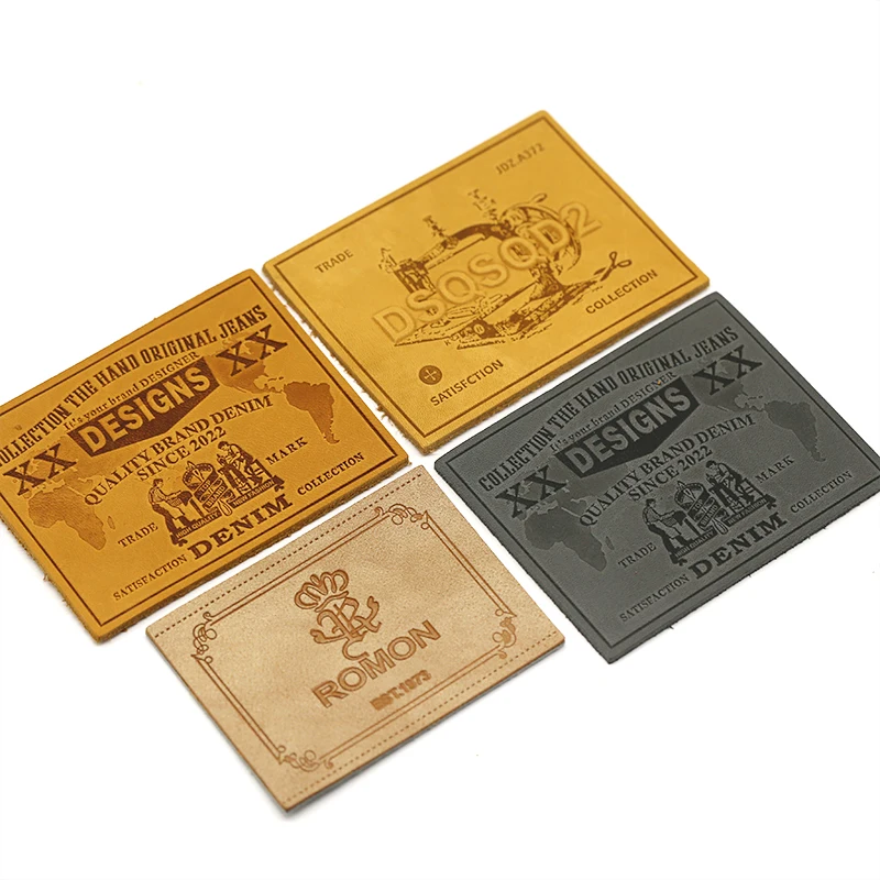 Best price Custom brand jeans clothing clothes tag pu label embossed/metal leather label patch for clothes garment