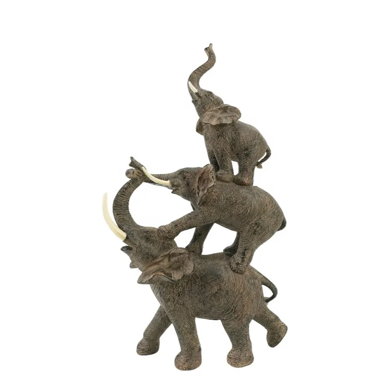 Custom Resin Animal Sculpture Elephants Figurines Thailand Ppolystone Souvenir Gifts For Home Decoration