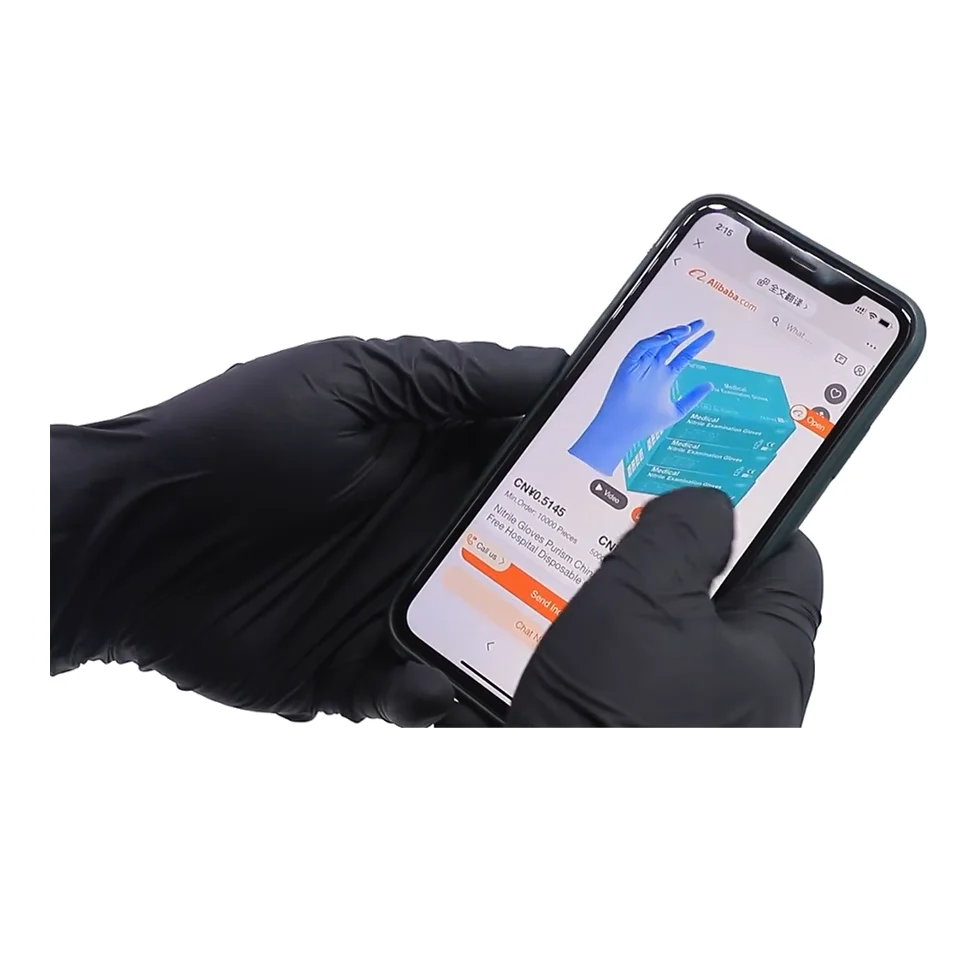 Black nitrile gloves household EN374 workout glove Best Price