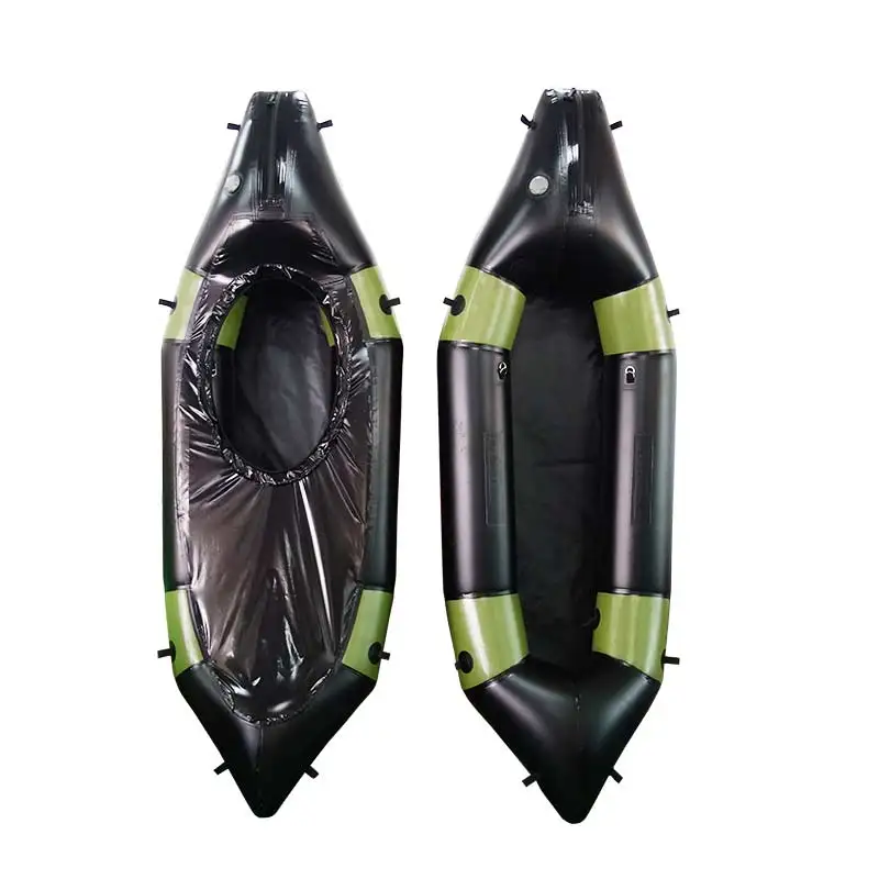 River Expedition Ultralight Inflatable Kayak Fishing Boat Self bailing Packraft with Fishing Rod Holder