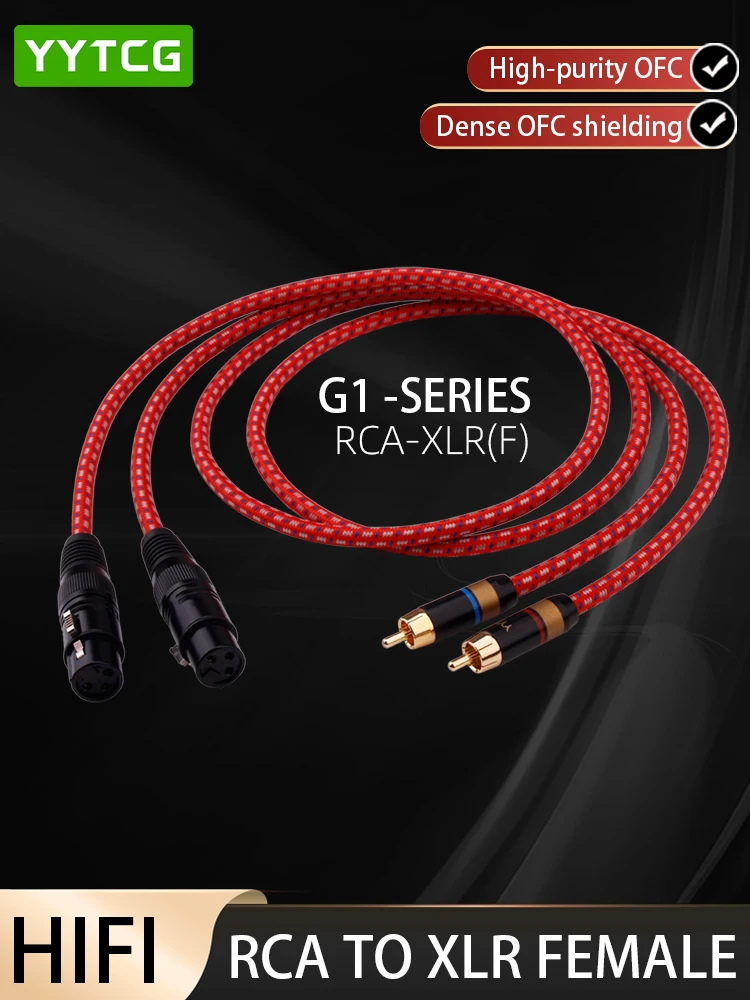 professional  pure copper gold plated  RCA jack xlr to rca cable  HIFI  xlr cable plug xlr female to rca