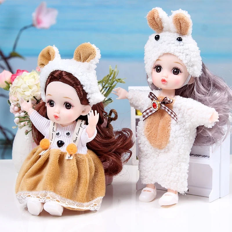 Newest 16CM cute princess dolls Girl toys movable joints Dress up babe doll with pretty clothes and skirts baby dolls girl toy