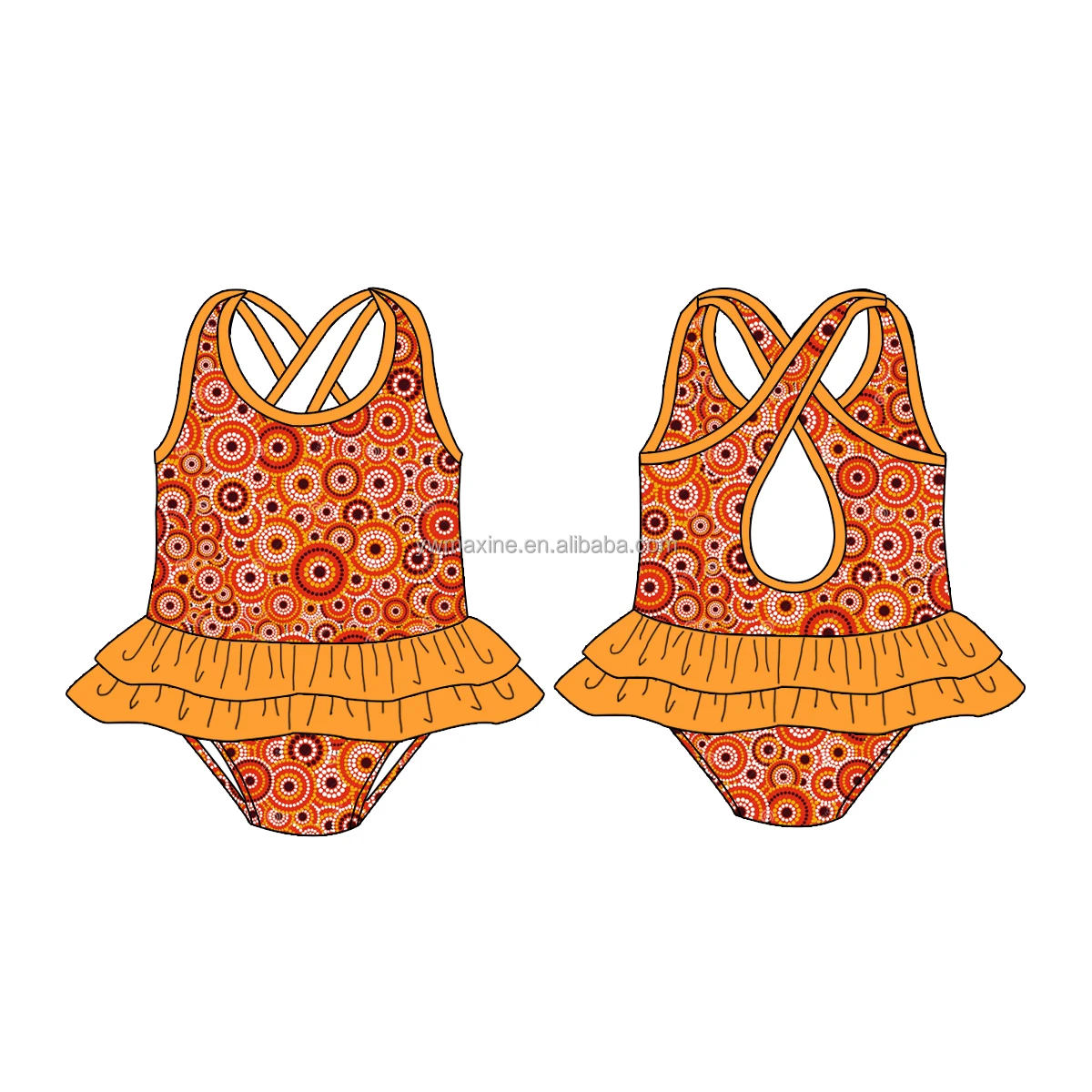 Boutique kids 2-piece bikini swimsuits recycled dry fast toddle baby girls swimwear beachwear wholesale