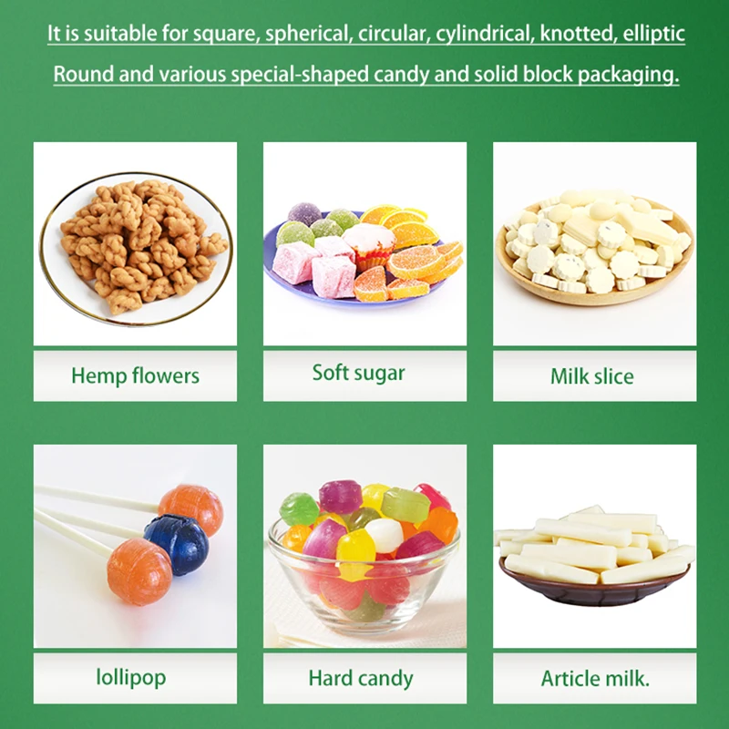 Automatic Servo Control High Speed confectionery  Hard Candy Flow Packing Machine Sweet Candy Bar Horizontal Packaging Machine