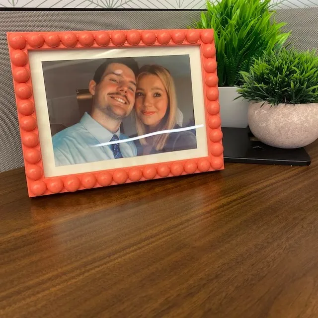 Beaded Wood Picture Frame Handmade Wooden Bobbin Frame Gift Photo Frame