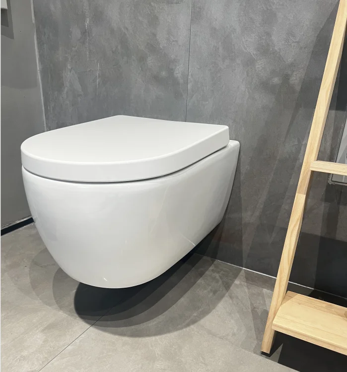 2023 Bolina Hot selling  wholesale European Style Model rimless wall hung toilet Bowl with UF seat cover