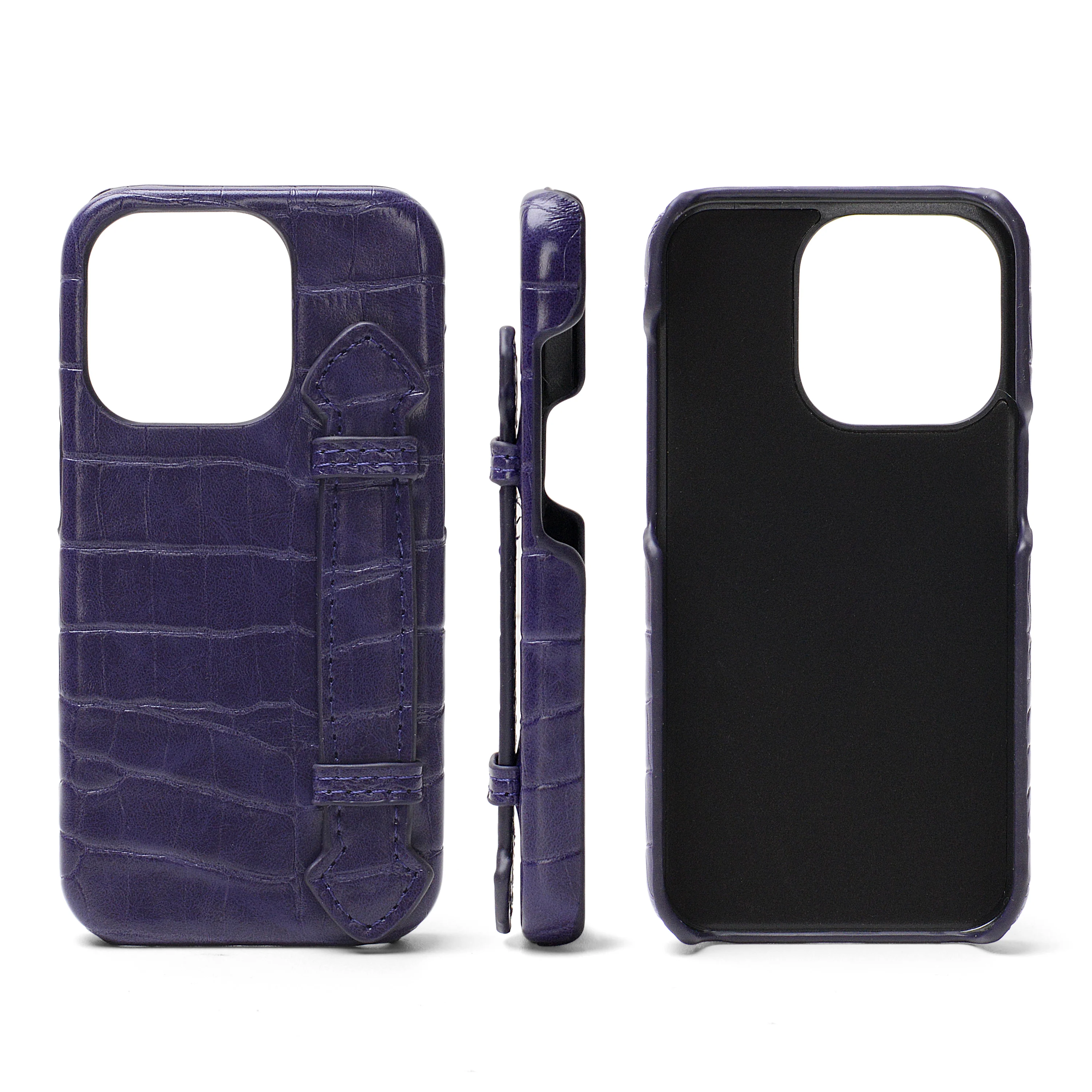 Best Selling mobile phone covers PU Leather Card Holder Wallet for iPhone With Purple Alligator Print Man Phone Cover