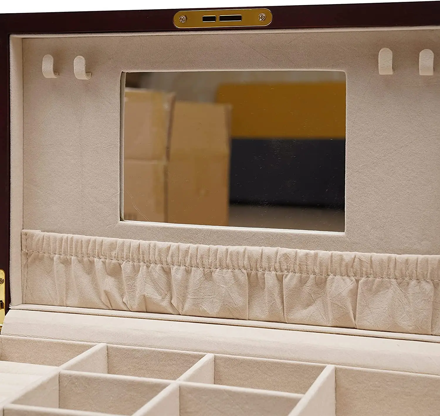 Деревянная шкатулка для ювелирных изделий винтажный органайзер хранения ожерелий и колец из массива дерева с зеркалом оптовая продажа