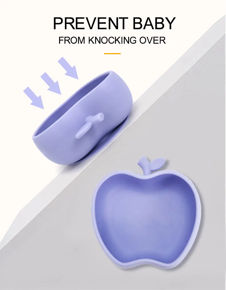 Food grade baby silicone large capacity bowl with suction non slip solid color kids feeding bowl