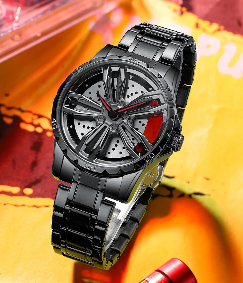 WYGICOO Reloj Llanta Felgen Uhr Roulette Alloy Car Hub Rim Wheel Watch