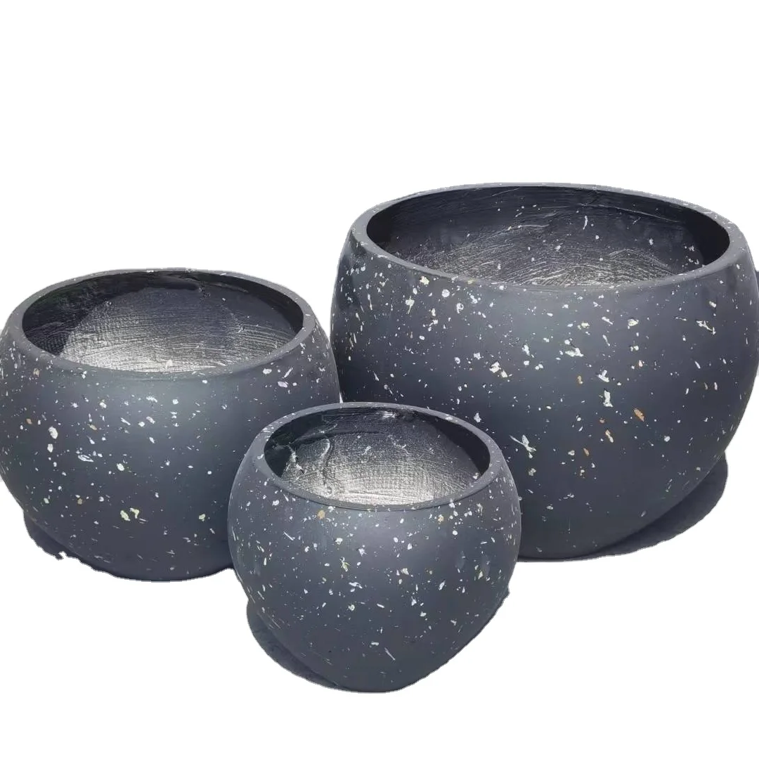 Marbled flower pots in various shapes for decorative